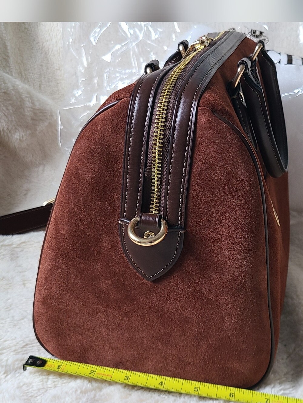 Coach Rowan Large Vintage Brown Suede Satchel - Picture 5 of 17